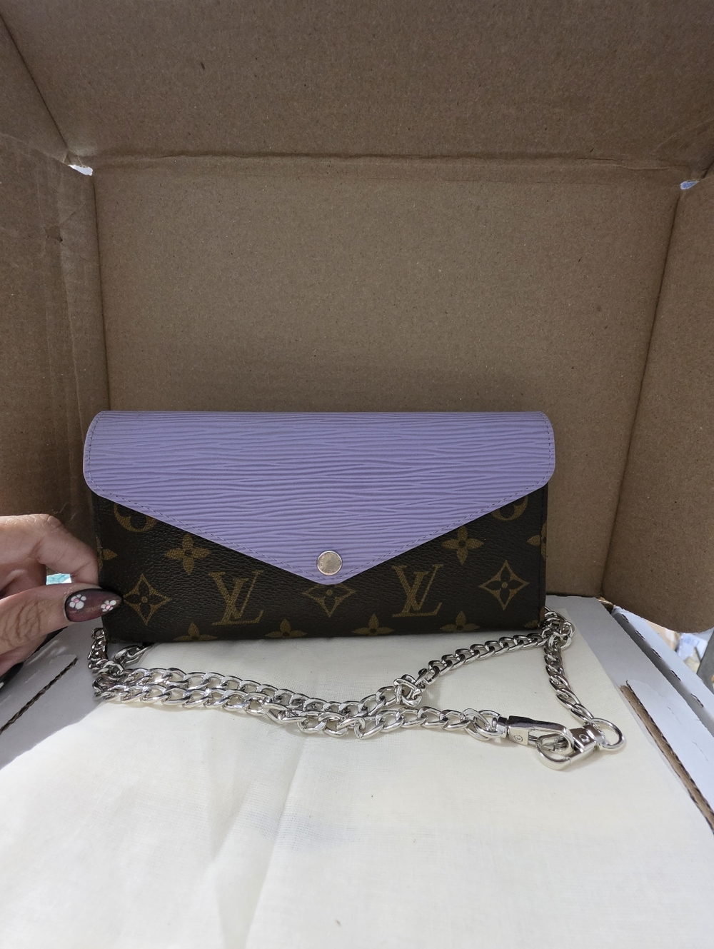 AUTHENTIC Louis Vuitton Lilac Epi Leather & Monogram Canvas MarieLou Long Wallet - Picture 13 of 13